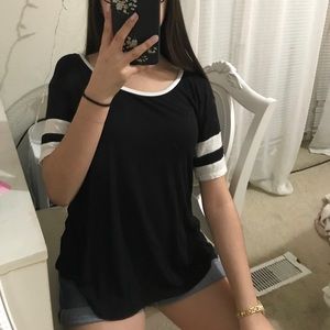 varsity tee black and white Charlotte Russe